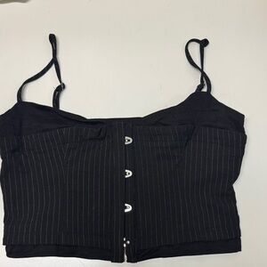 Princess Polly Black Pinstripe Crop Top size 8